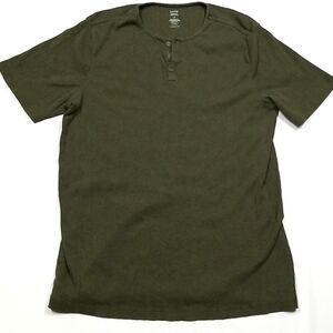 🎁5/$25 DH3 Shirt Men's Large 100% Cotton Henley Sweater 3 Button Short Sleeve